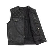 12 Gauge Men's Leather Vest for Motorcycle Riders