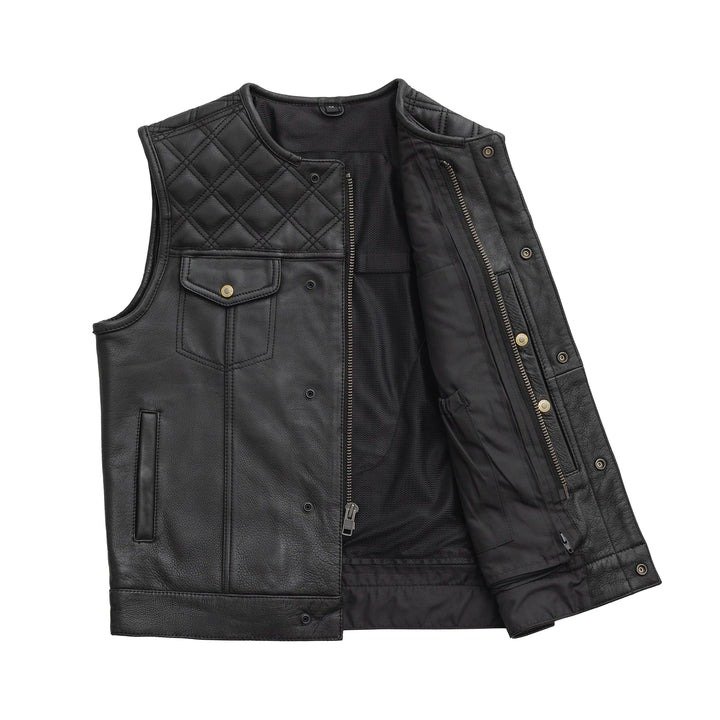 Classic 12 Gauge Leather Motorcycle Vest for Men6 12 Gauge Men's Leather Vest for Motorcycle Riders