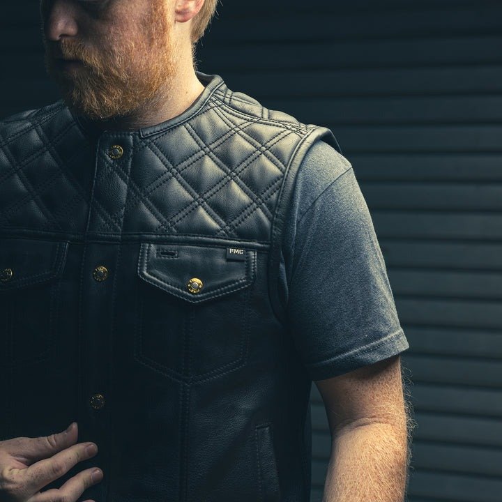 Classic 12 Gauge Leather Motorcycle Vest for Men9 12 Gauge Men's Leather Vest for Motorcycle Riders