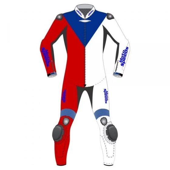 Custom 1 Piece Motorcycle Suit with Czech Flag Design