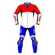 Leather Moto Suit with Netherlands Flag Design