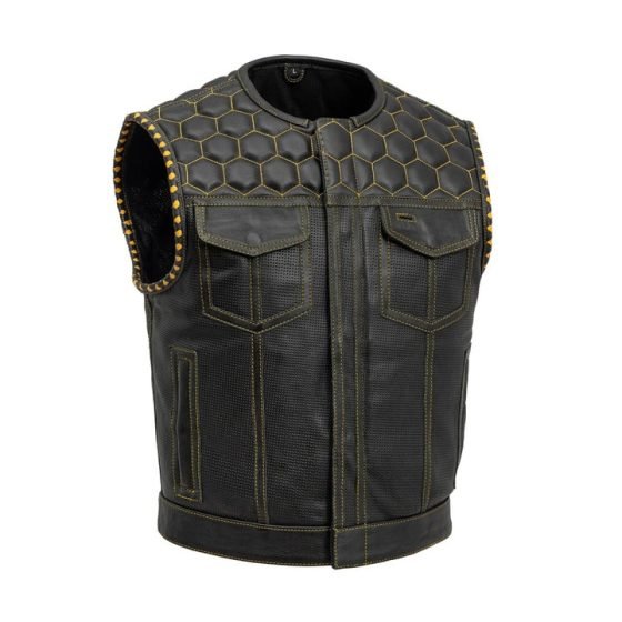 Lowside Hornet Men's Perforated Leather Vest Classic Club Style