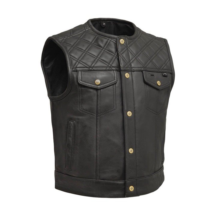 Shell Shock Men's Motorcycle Leather Vest Stylish and Strong