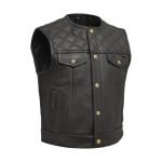 Shell Shock Men's Durable Leather Biker Vest