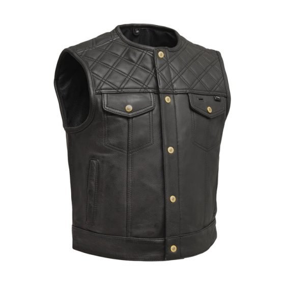 Shell Shock Men's Durable Leather Biker Vest