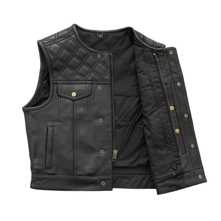 Shell Shock Men's Motorcycle Leather Vest Stylish and Strong