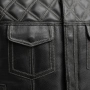 Upside Men's Club Style Leather Vest with Perforated Design