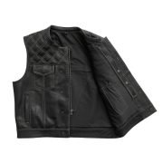 Upside Men's Club Style Leather Vest with Perforated Design - Image 3