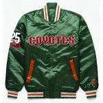 Arizona Coyotes Green Satin Bomber Jacket - Stylish and Exclusive