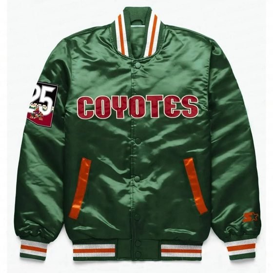 Arizona Coyotes Green Satin Bomber Jacket - Stylish and Exclusive