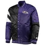 Baltimore Ravens Men's Starter Satin Full-Snap Varsity Jacket in Purple/Black