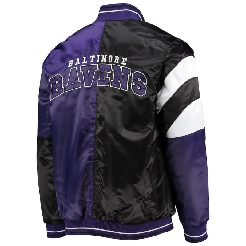 Baltimore Ravens Men's Starter Satin Full-Snap Varsity Jacket in Purple/Black