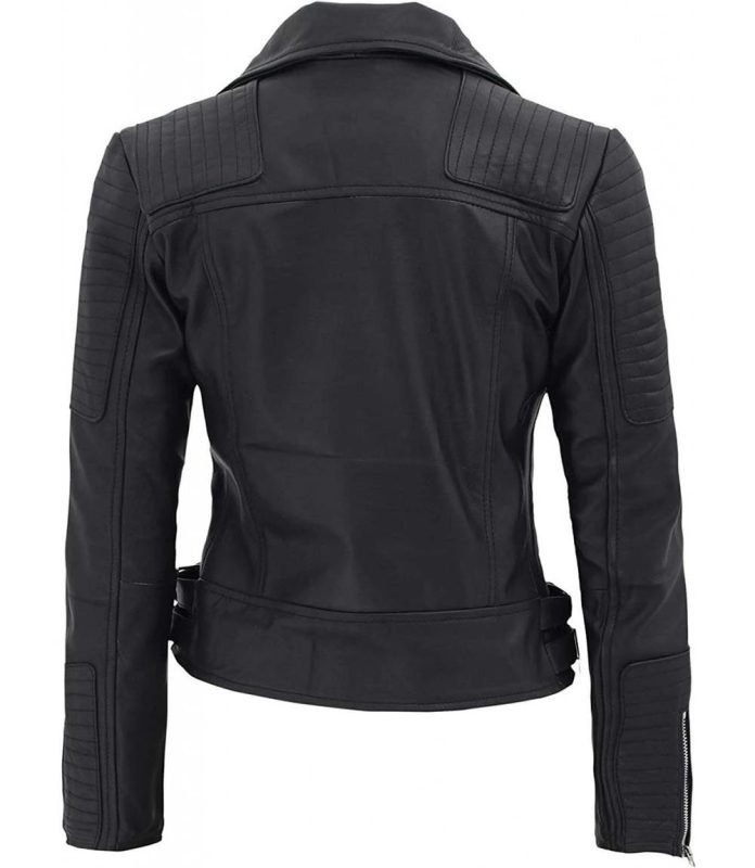 Bari Black Women's Genuine Leather Motorcycle Jacket