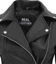 Bari Black Women's Genuine Leather Motorcycle Jacket