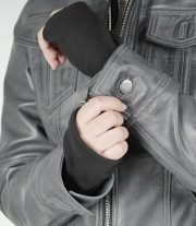 Betty Women’s Dark Grey Waxed Leather Jacket with Detachable Hood - Image 3