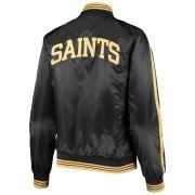Black New Orleans Saints Starter Women's Overtime Varsity Satin Full-Snap Jacket