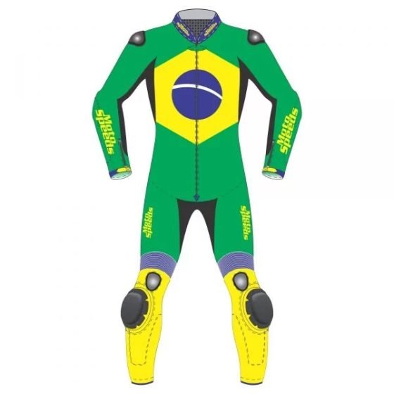 Brazil Flag Supermoto Leathers for Protection and Style