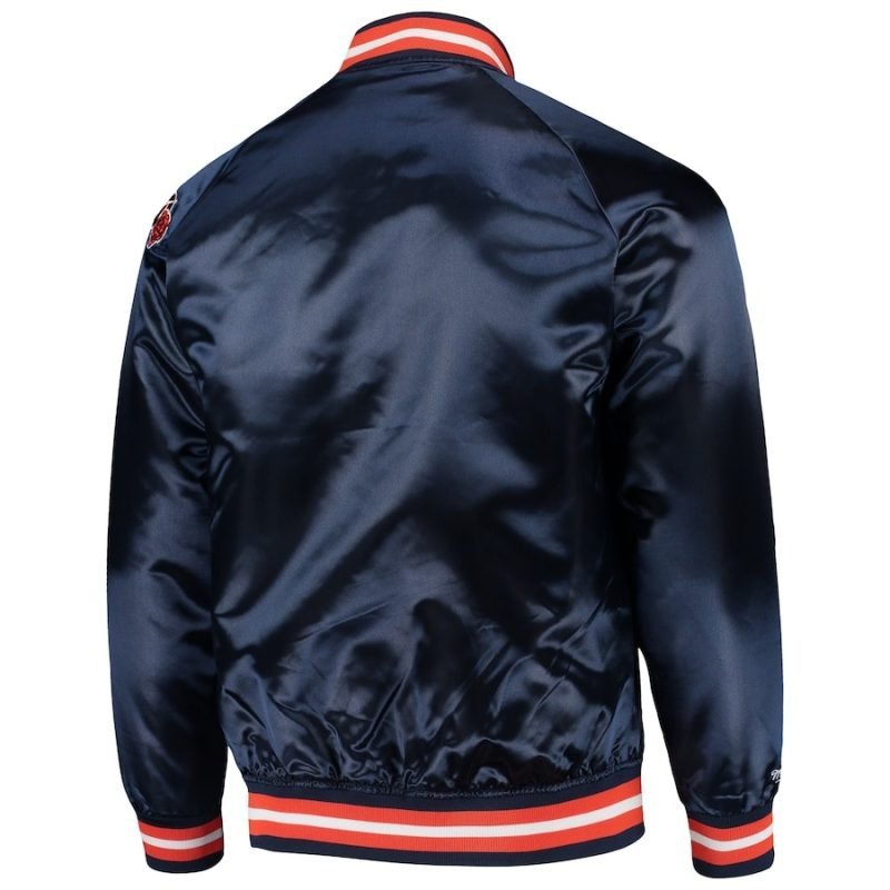 Chicago Bears NFL 100 Satin Raglan Jacket for Men by Mitchell & Ness in Navy