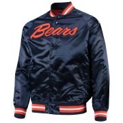 Chicago Bears NFL 100 Satin Raglan Jacket for Men by Mitchell & Ness in Navy