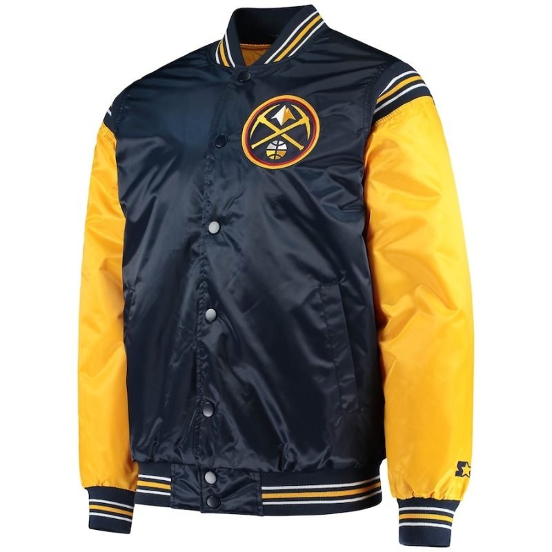 Denver Nuggets Starter The Enforcer Varsity Satin Full-Snap Jacket - Navy/Gold