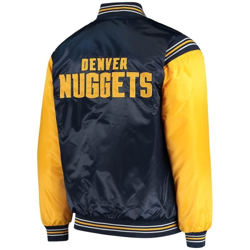 Denver Nuggets Starter The Enforcer Varsity Satin Full-Snap Jacket - Navy/Gold