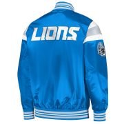 Detroit Lions Satin Full-Snap Varsity Jacket for Men by Starter in Blue