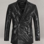 Double Breasted Snake Embossed Leather Suit