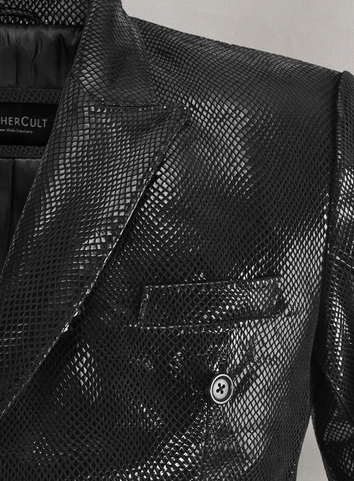 Double Breasted Snake Embossed Leather Suit3 Double Breasted Snake Embossed Leather Suit