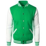 Green Chain Men’s Baseball Letterman Jacket - Wool & Leather Sleeves