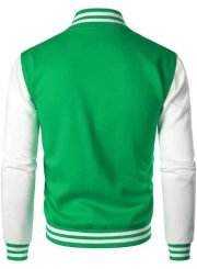 Green Chain Men’s Baseball Letterman Jacket - Wool & Leather Sleeves