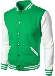 Green Chain Men’s Baseball Letterman Jacket - Wool & Leather Sleeves