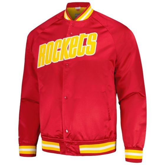 Houston Rockets Mitchell & Ness Throwback Raglan Jacket - Red