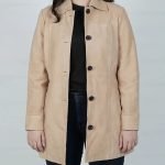 Kandis Women's Classic Camel Brown Suede Car Coat