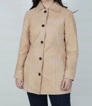 Kandis Women's Classic Camel Brown Suede Car Coat