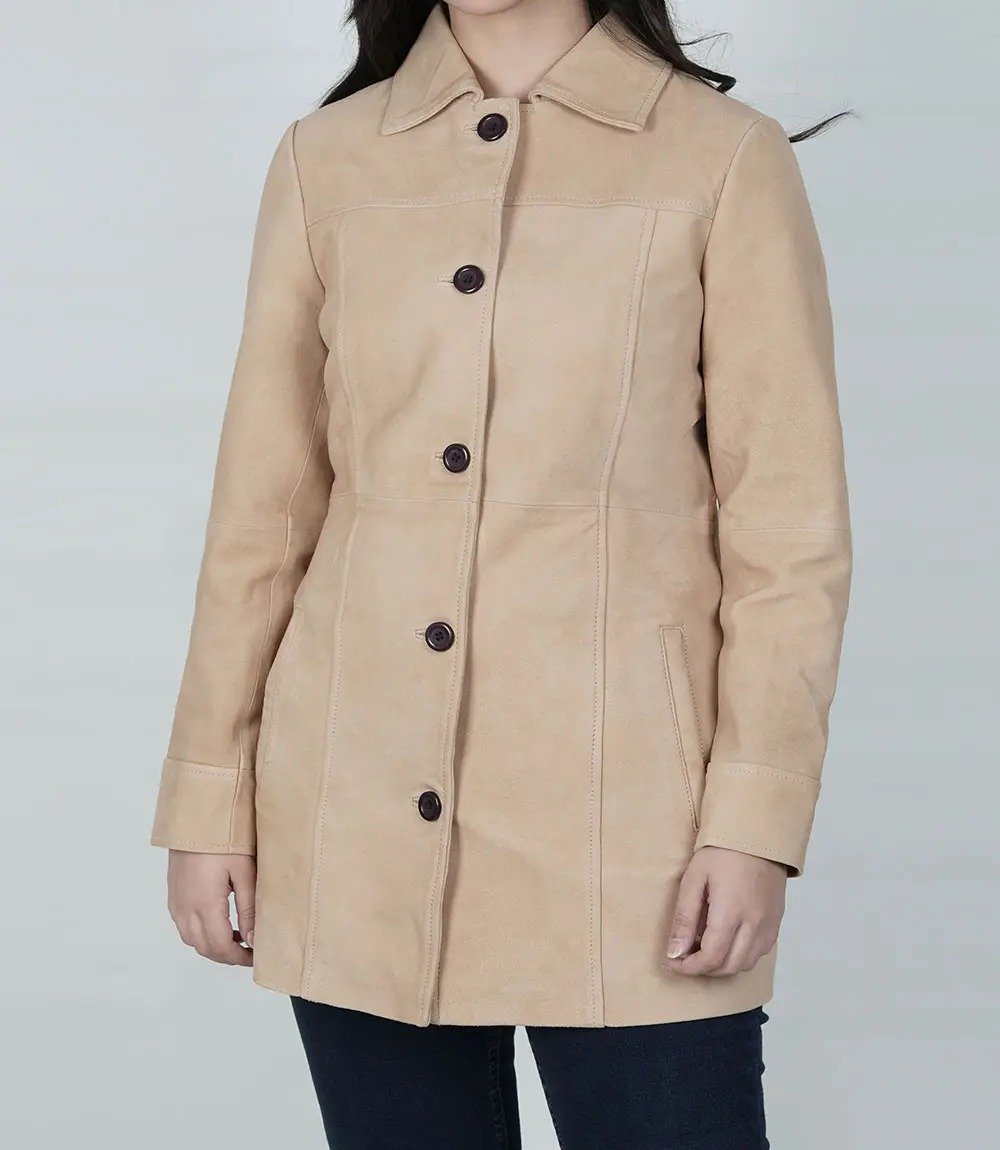 Kandis Women's Classic Camel Brown Suede Car Coat4 Kandis Women's Classic Camel Brown Suede Car Coat