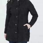 Kandis Women's Elegant Black Suede Car Coat