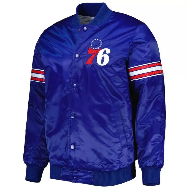 Letterman NBA Philadelphia 76ers Satin Baseball Bomber Varsity Jacket