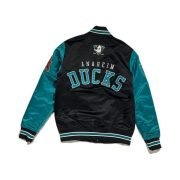 MITCHELL AND NESS NHL Giacca Primetime Heavyweight Satin Jacket Vintage Logo Anaheim Ducks - Men’s - Image 3