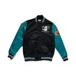 MITCHELL AND NESS NHL Giacca Primetime Heavyweight Satin Jacket Vintage Logo Anaheim Ducks - Men’s