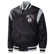 Men's Brooklyn Nets Starter Black Force Play Satin Full-Snap Varsity Jacket