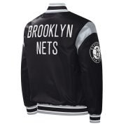 Men's Brooklyn Nets Starter Black Force Play Satin Full-Snap Varsity Jacket