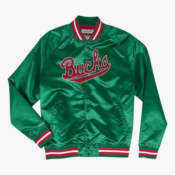 Men's Green Milwaukee Bucks Lightweight Satin Full-Snap Jacket