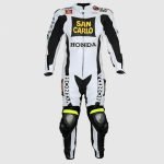 Men's Honda San Carlo White Racing Leather Suit