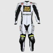 Men's Honda San Carlo White Racing Leather Suit