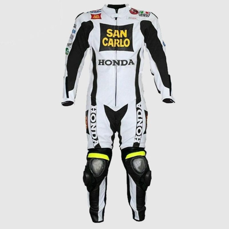 Men's Honda San Carlo White Racing Leather Suit