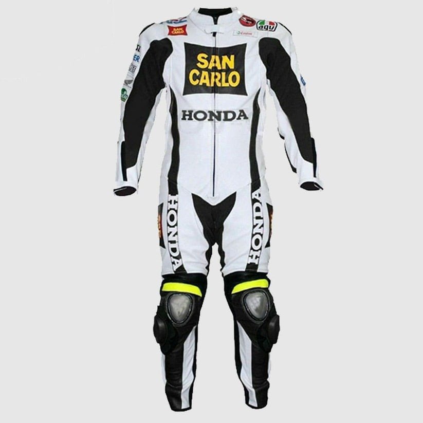 Men's Honda San Carlo White Racing Leather Suit Men's Honda San Carlo White Racing Leather Suit