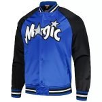 Men's Mitchell & Ness Blue Orlando Magic Double Clutch Satin Raglan Full-Snap Jacket