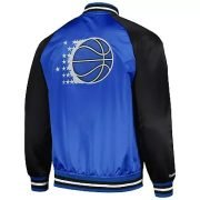 Men's Mitchell & Ness Blue Orlando Magic Double Clutch Satin Raglan Full-Snap Jacket