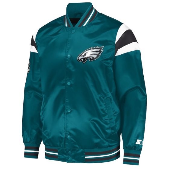 Men's Philadelphia Eagles Midnight Green Satin Full-Snap Jacket