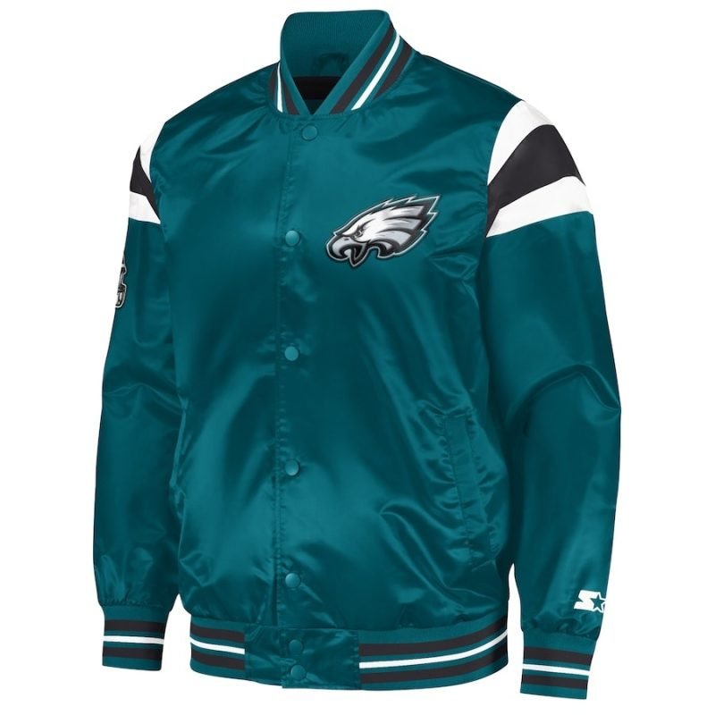 Men's Philadelphia Eagles Midnight Green Satin Full-Snap Jacket